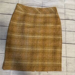 Women's J. Crew Mustard Plaid Pencil Wool Skirt